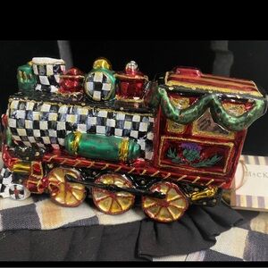 MacKenzie-Childs Holiday Train christmas tree Ornament courtly check new in box